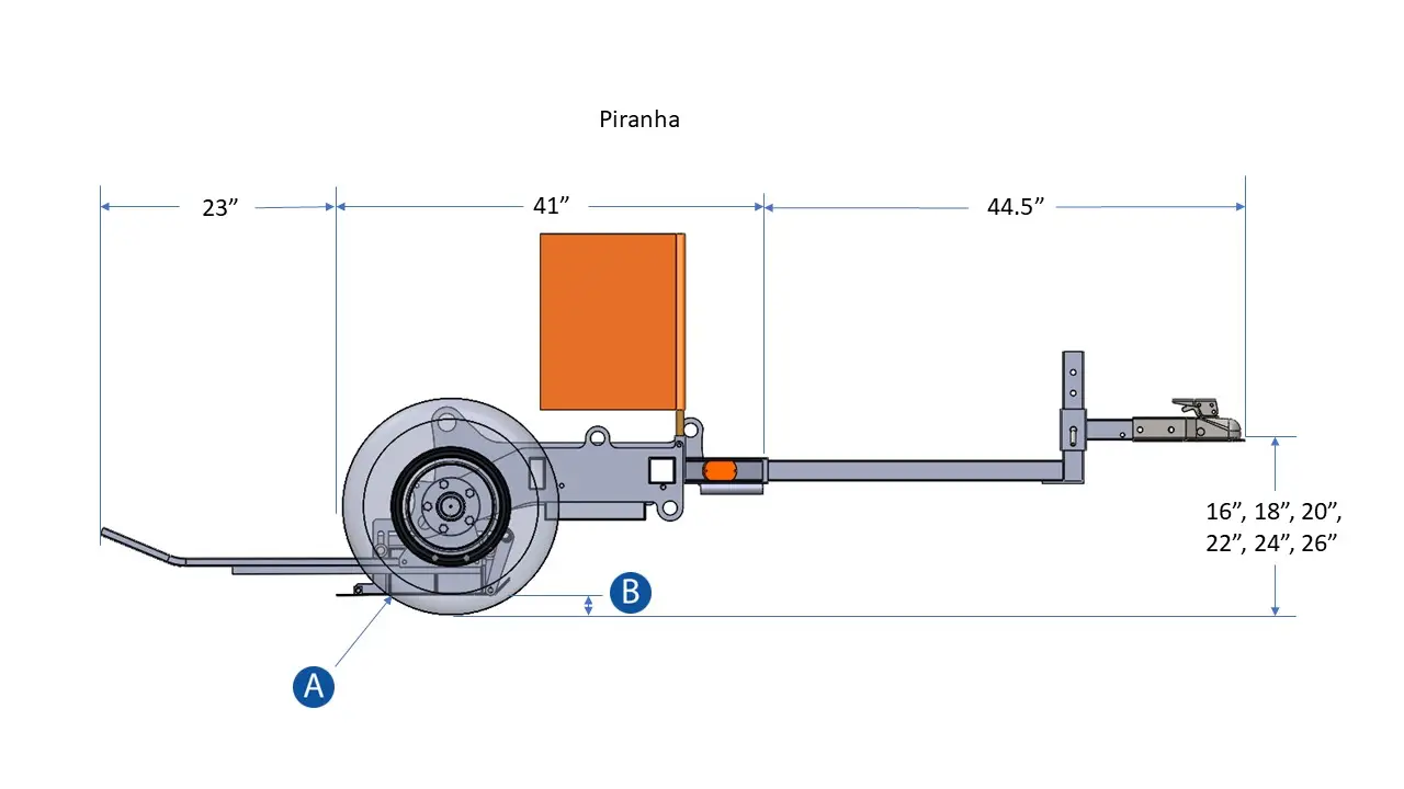 Piranha Afmetingen Zijaanzicht (met magneten omlaag)