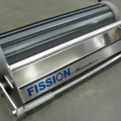 The Fission has a tray capable of holding 42 lbs of steel shot. Made from welded Aluminum construction