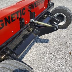 Caiman magnetic sweeper rear wheel swing arm to adjust sweeping height