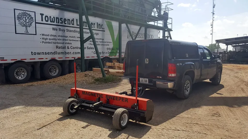 off road heavy duty Caiman magnetic sweeper for use in gravel and dirt