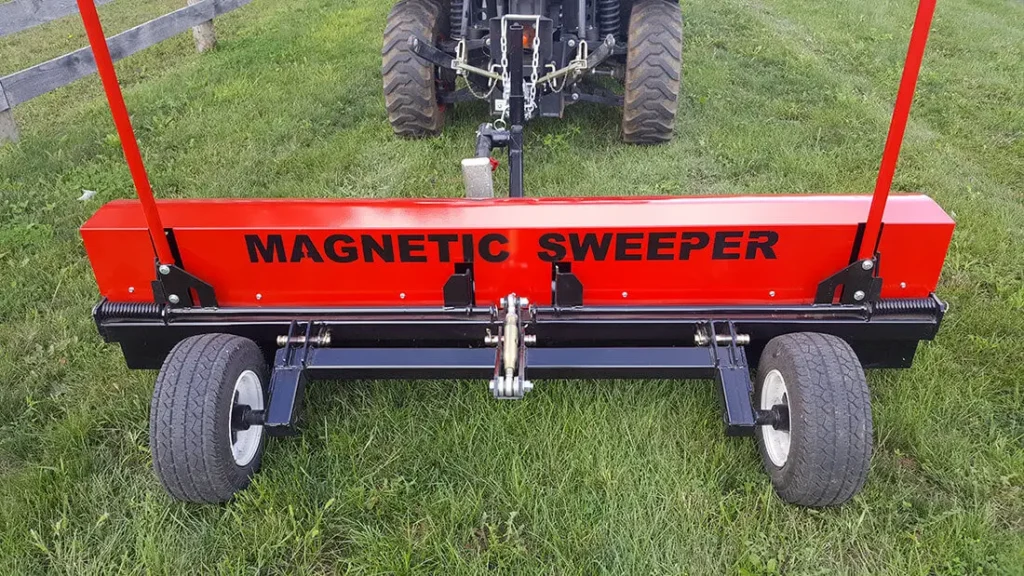 rear view of Caiman towable magnetic sweeper
