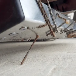 Metal debris on NAOS forklift magnet by Bluestreak Equipment