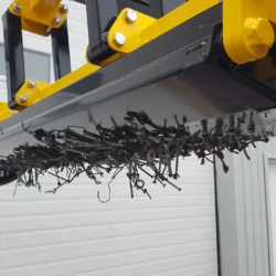 Debris on bottom of Upland forklift magnetic sweeper