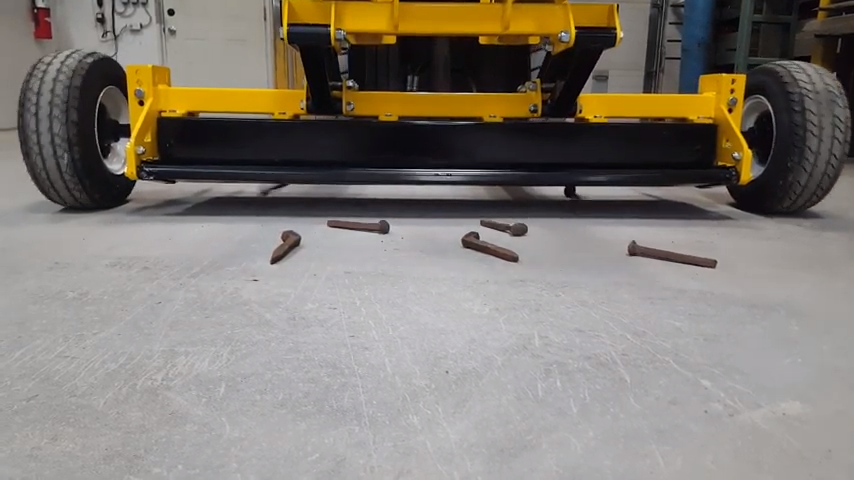 UPLAND Forklift Magnetic Sweeper Railspike Pickup demonstration