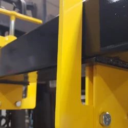 close up of upward clamping fork pockets on Upland