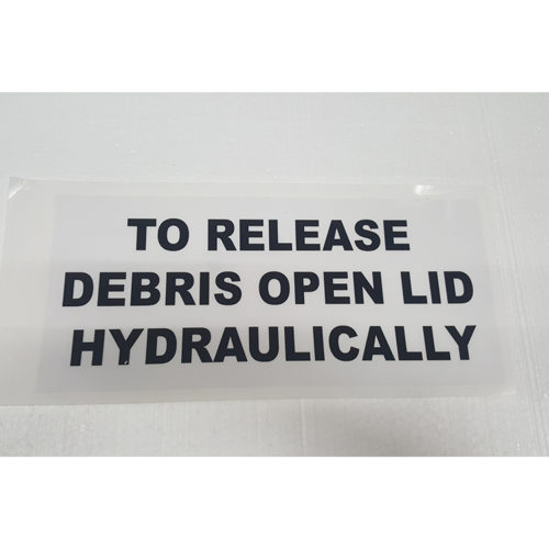 Part #32 Ocicat to release debris open lid hydraulically sticker (1pc)