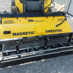 Front view skidsteer magnetic sweeper
