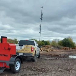 Industrial yard cleaning magnetic sweeper by Bluestreak Equipment