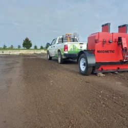 Towable yard grading magnetic sweeper