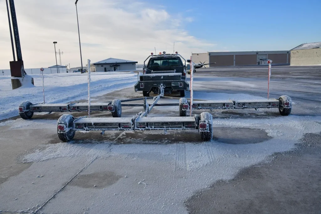 Piranha multi hitch runway FOD sweeper for military airfield cleaning