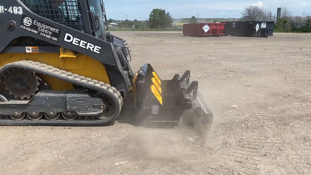 Construction site magnetic sweeper - MeerKat Debris digging rake in action