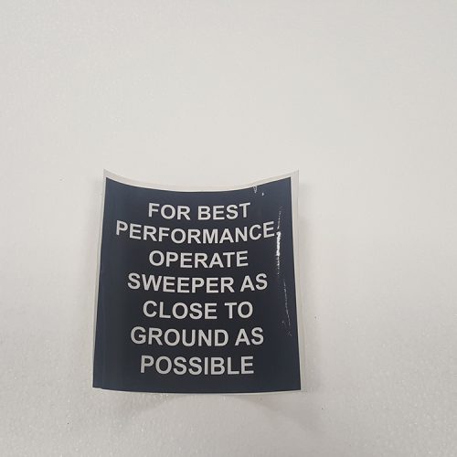 Part #13 Sokoke for best performance operate sweeper as close to ground as possible sticker (1pc)