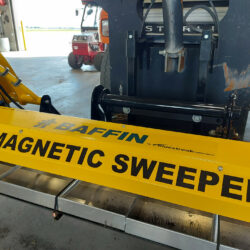 Commercial Truck Magnetic Sweeper Closeup Debris Tray and Hood