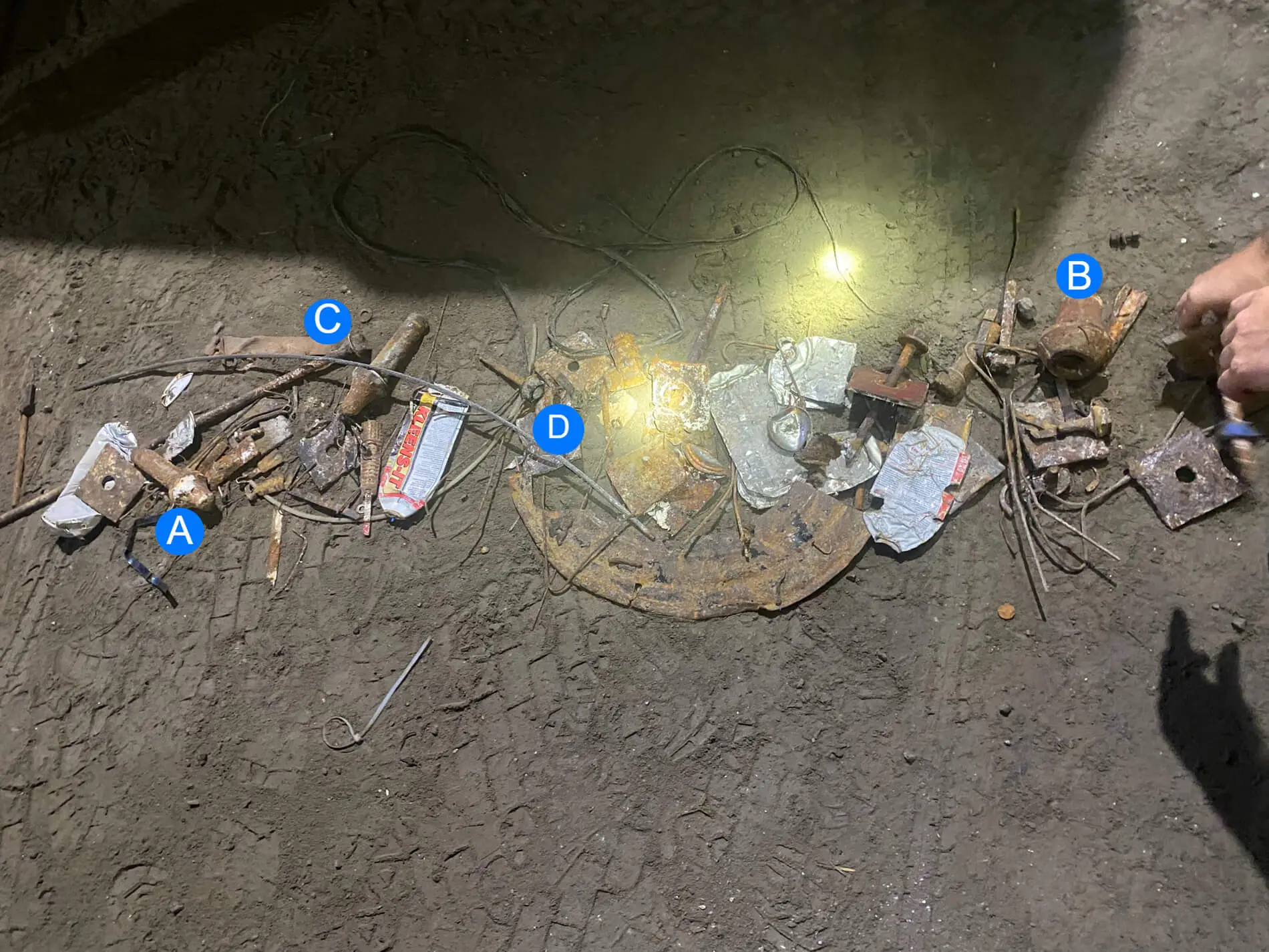 Mine debris collection Labelled