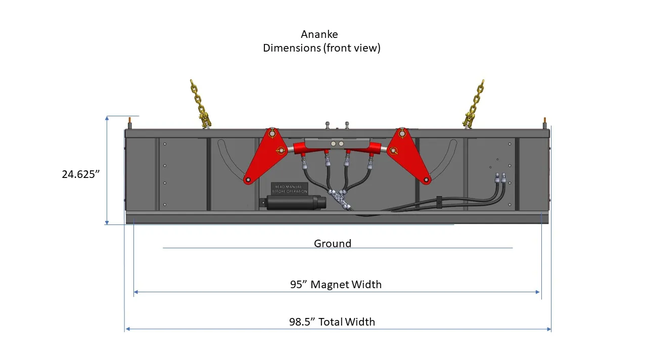 Ananke Grader Hanging Magnetic Sweeper Front Dimensions
