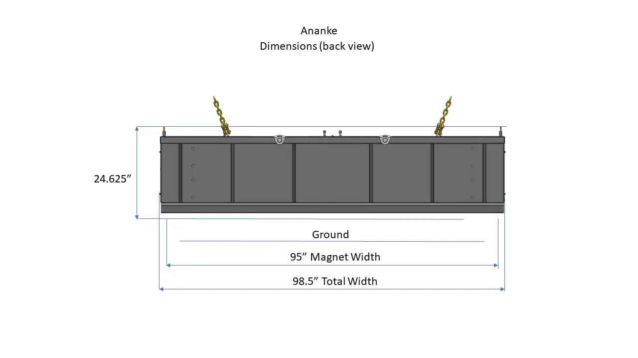 Ananke Rear Mounted Grader Magnet Dimensions Rear View