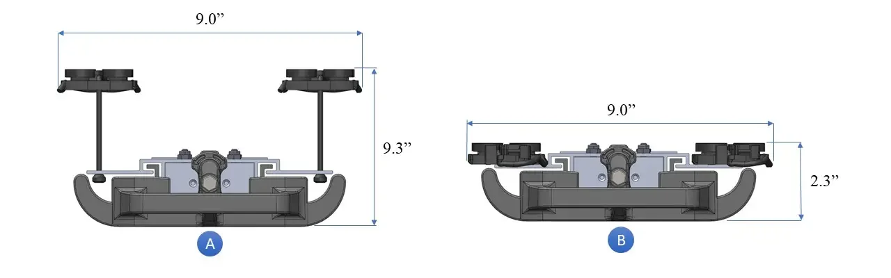Vigilant Maximum and Minimum Dimensions with Quadpod Mounting System