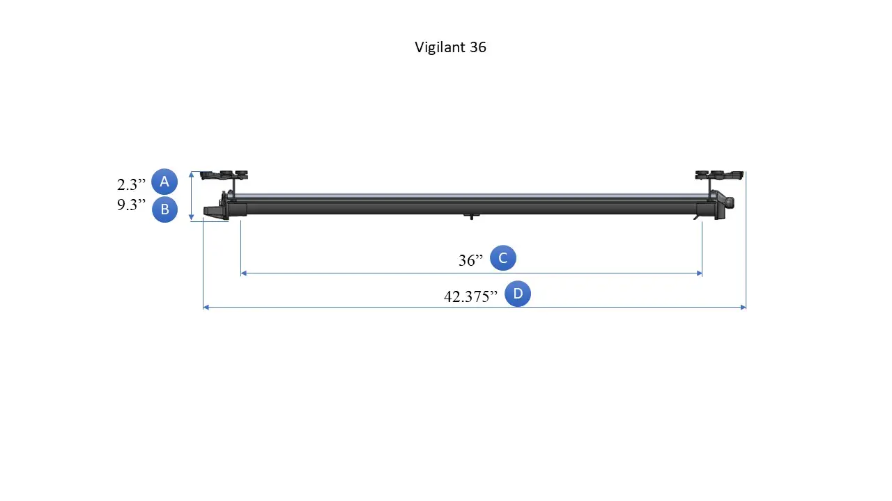 Vigilant 36 Dimensions Front View