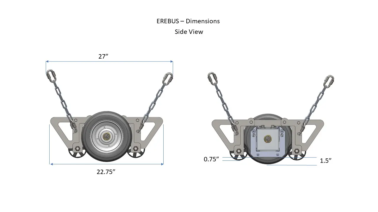 Erebus Heavy Duty Hanging Magnet Side View Dimensions