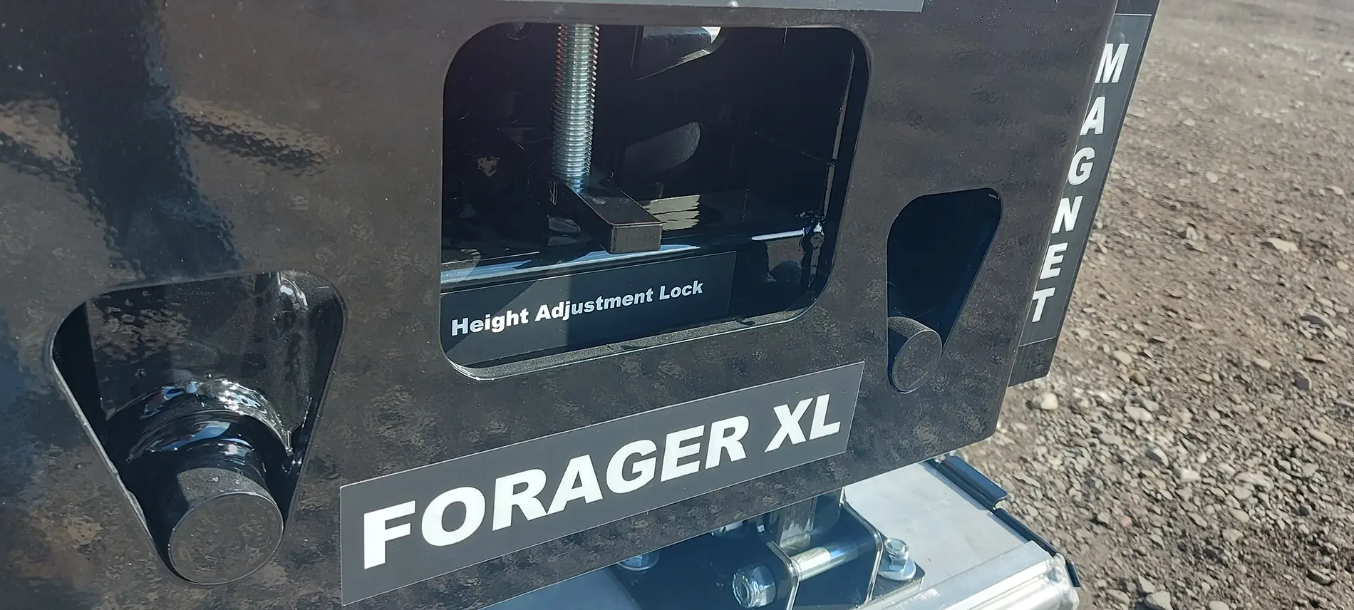 Forager XL Forklift Magnetic Sweeper Height Adjustment locking System