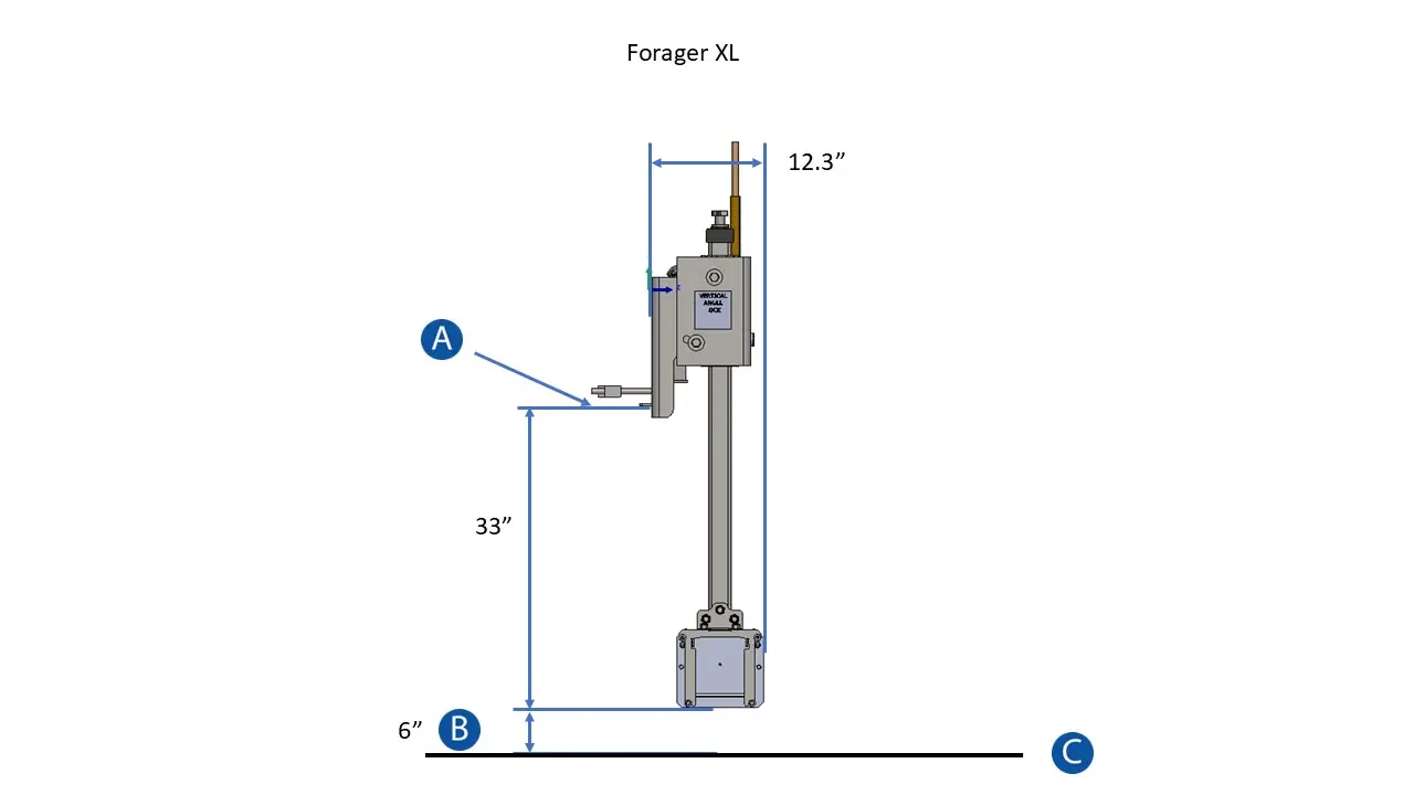 Forager XL Maximum Extended Dimensions Side View