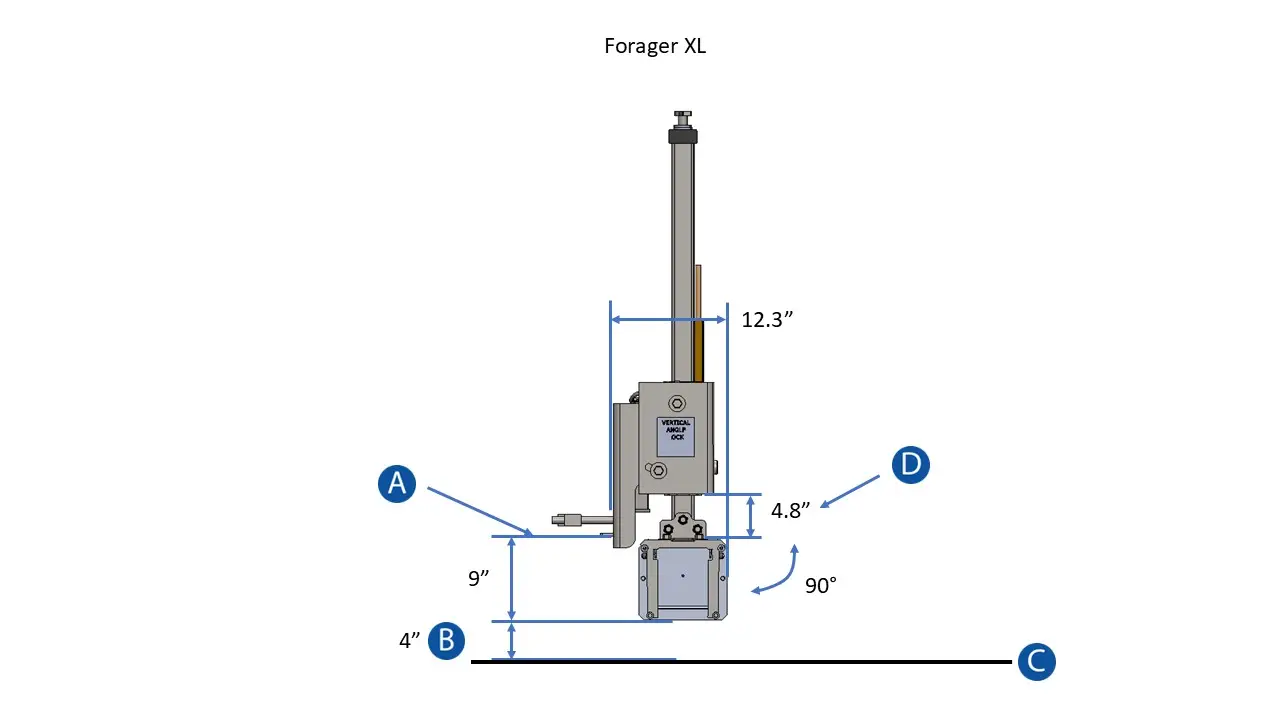 Forager XL Minimum Extended Dimensions Side View