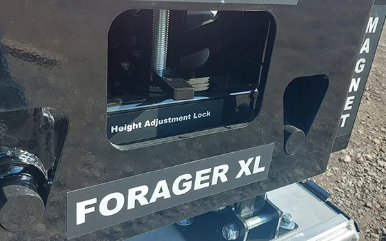 Forager XL Forklift Magnetic Sweeper Height Adjustment locking System