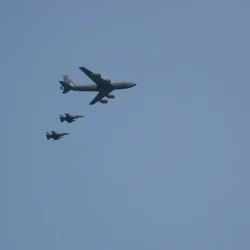 C17 and F16 In formation over London