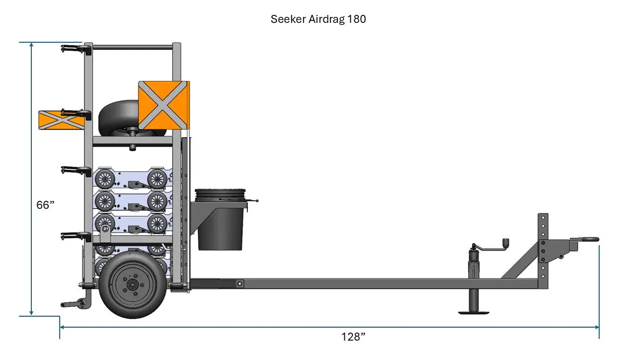 Seeker Airdrag 180 (in stowed configuration) Dimensions Side View