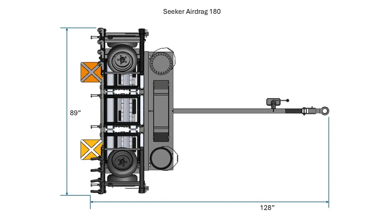 Seeker Airdrag 180 (in stowed configuration) Dimensions Top View