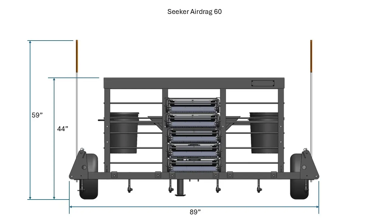 Seeker Airdrag 60 (in stowed configuration) Dimensions Back View