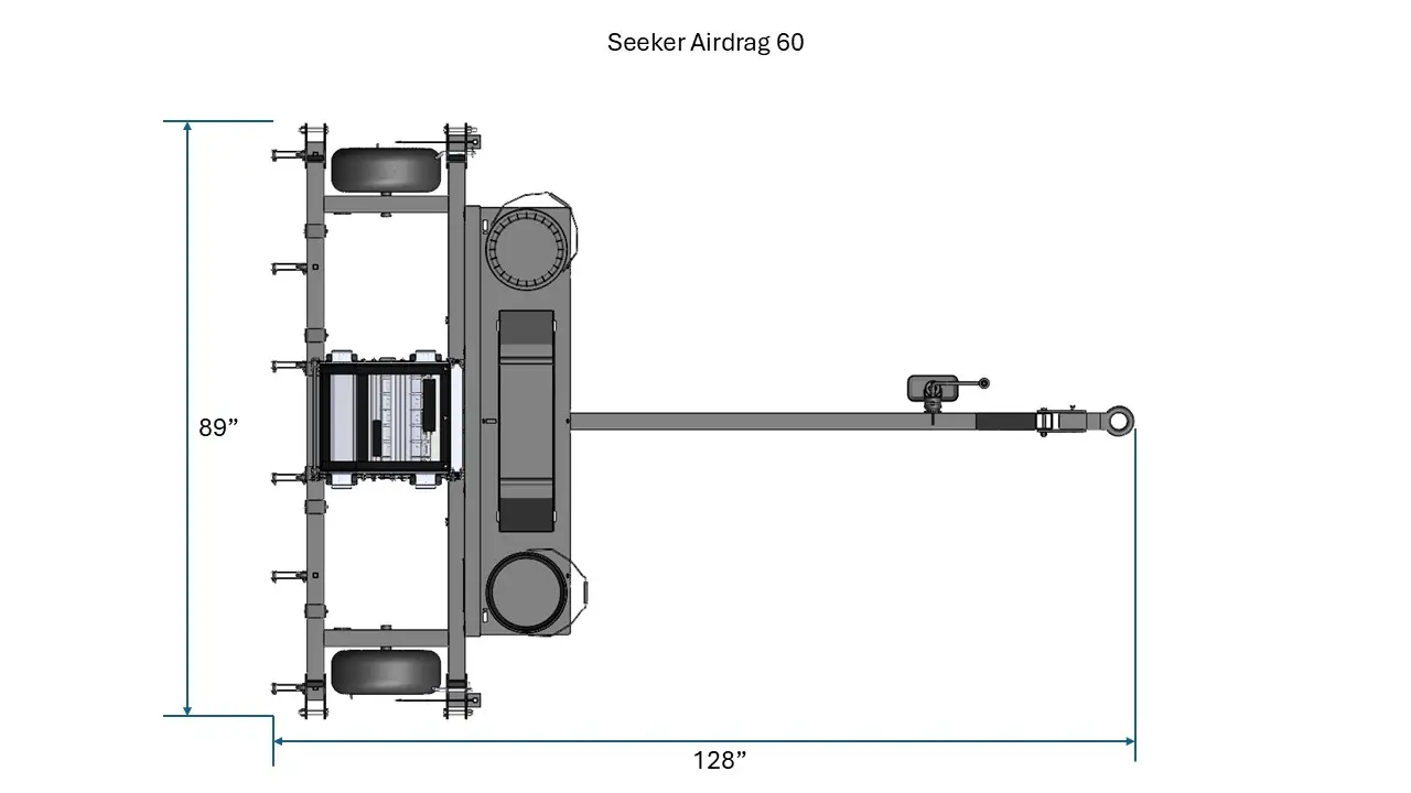 Seeker Airdrag 60 (in stowed configuration) Dimensions Top View