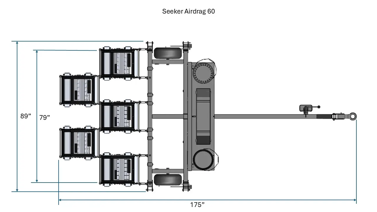 Seeker Airdrag 60 (in sweeping configuration) Dimensions Top View