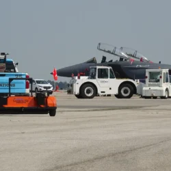 Seeker Airmag FOD Magnetic Sweeper Cleaning Near F15 Fighter Jet