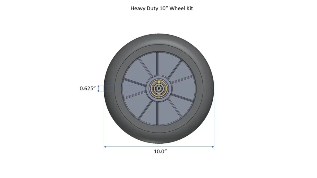 Dimensiones del kit de ruedas para trabajo pesado