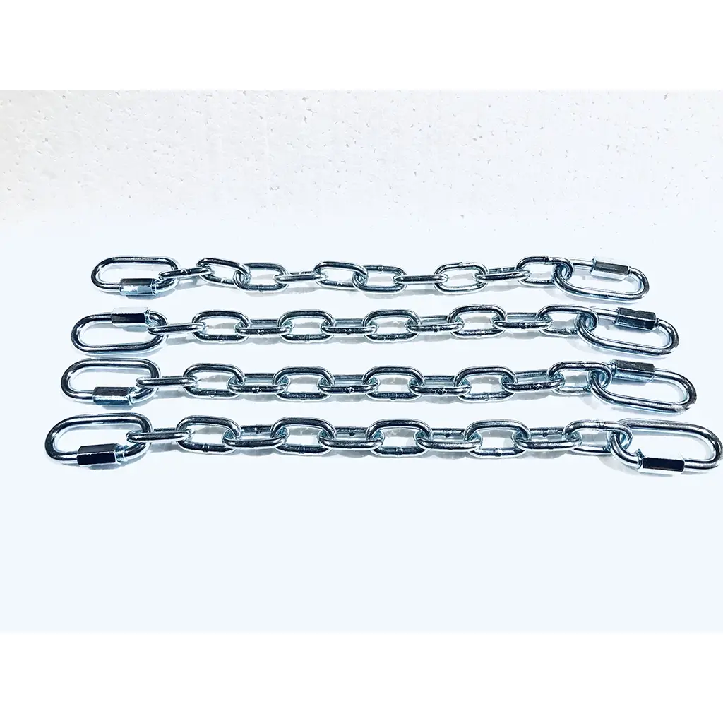 4 chain hanging kit (four 12” inch steel chains with 8 quick couplers)