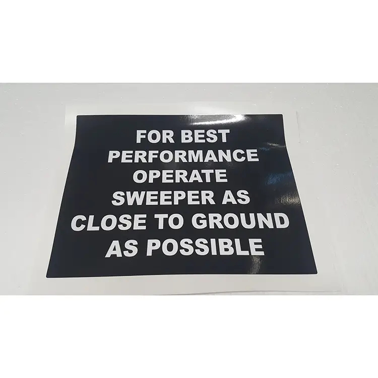 Part #35 Ocicat for best performance operate sweeper as close to ground as possible sticker (1pc)