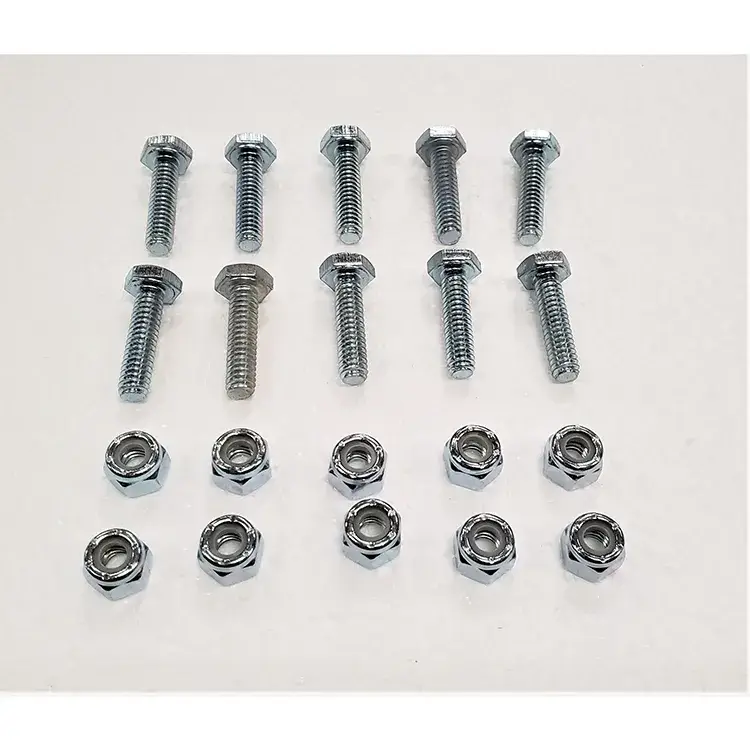 Partie #4 Râteau à déblais Lync, protection en pierre, boulons 0,250 x 1,000 pouce (10 pièces) avec écrous nyloc (10 pièces)