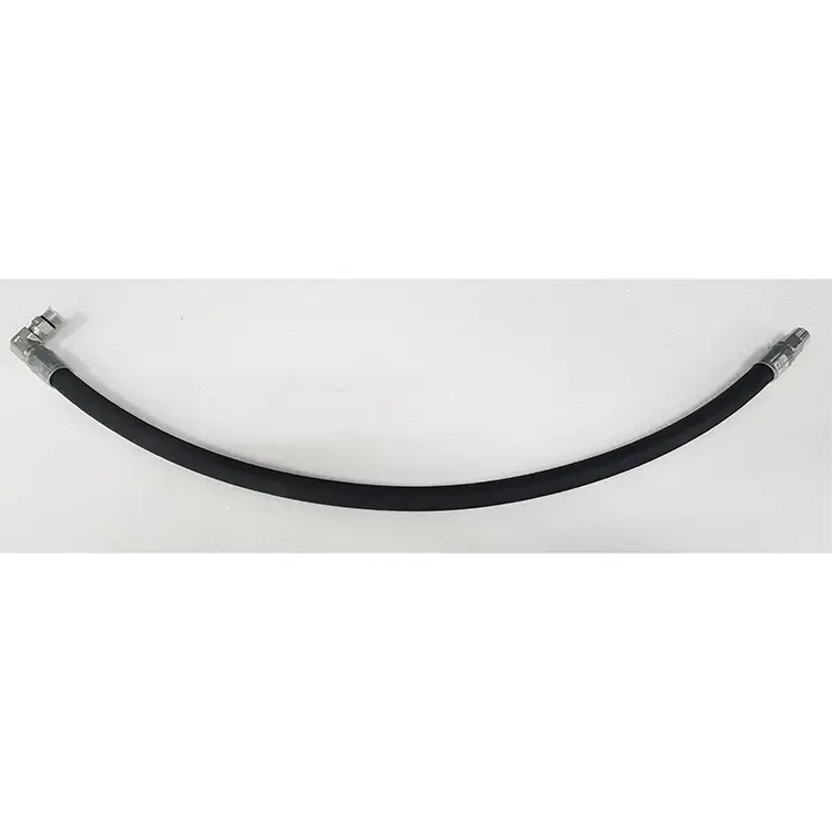 Part #42 Mammoth upper right magnet lifting cylinder 27 hydraulic hose assembly w90 degree #6 ORBM connector and straight 0.375 NPTM (1pc)