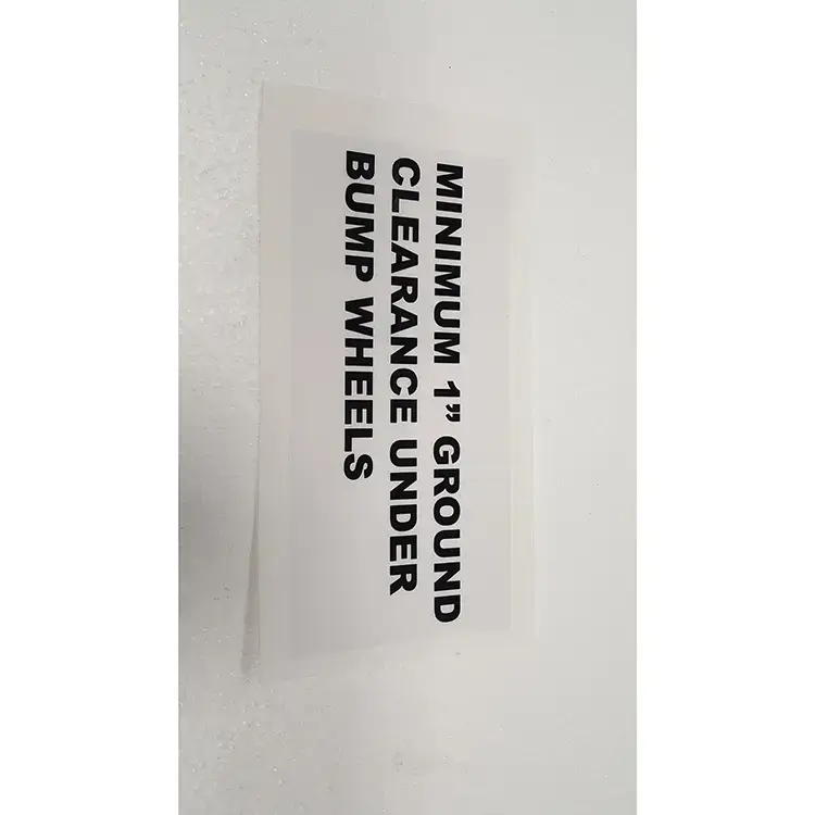 Part #50 Baffin Minimum 1" Ground Clearance Under Bump Wheels sticker (1pc)