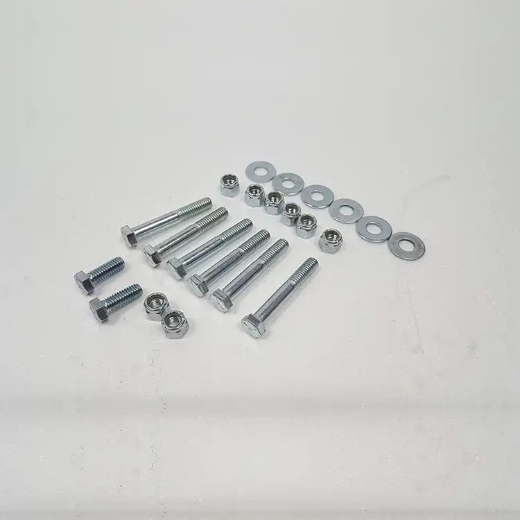 Part #19 Yak Debris Pan Bolts 0.375" x 3" (6 pcs) and 0.375" x 1" Bolts (2 pcs) Nyloc Nuts (8 pcs) Washers (6 pcs)